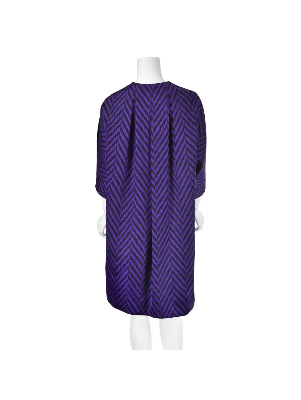 MICHAEL KORS Purple & Black Herringbone Satin Oversized Zipper Coat, SZ S/M NWOT